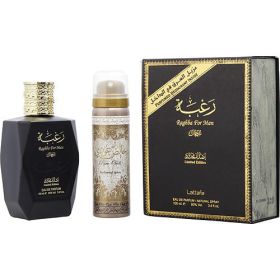 LATTAFA RAGHBA MAN by Lattafa EAU DE PARFUM SPRAY 3.4 OZ & DEODORANT SPRAY 1.6 OZ