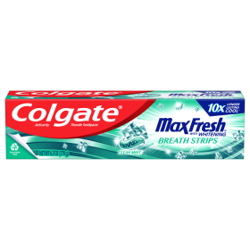 Colgate Max Fresh Whitening Toothpaste with Mini Breath Strips;  Clean Mint;  6.3 oz Tube