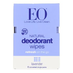 EO Products - Deodorant Wipes - Lavender - Case of 12 - 6 count