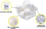 Cotton Balls. Case of 4000 Medium Cotton Balls for Wound Care. Soft and Absorbent; 100% Cotton. Non-sterile Cotton. Soft; White; Single use; Latex-Fre