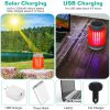 Solar USB Electric Bug Zapper Mosquito Insect Killer Lamp Portable UV Light Bulbs Fly Trap Catcher with 5 Light Modes Hanging Hook