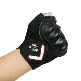 Flashlight Gloves Gifts for Men Automatic Induction Steering Light Glove Ride Warning Light Glove (Color: Black, size: M)