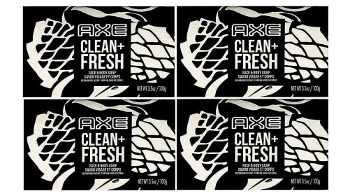 Axe Bar Soap for Men, Clean + Fresh 3.7 oz (100g) - 4 Pack (Type: 6 Bar)