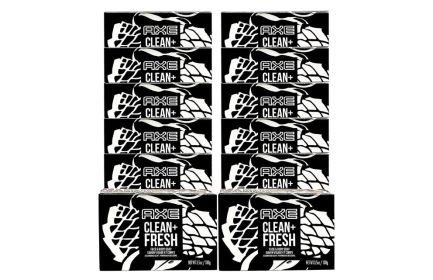 Axe Bar Soap for Men, Clean + Fresh 3.7 oz (100g) - 4 Pack (Type: 12 Bar)